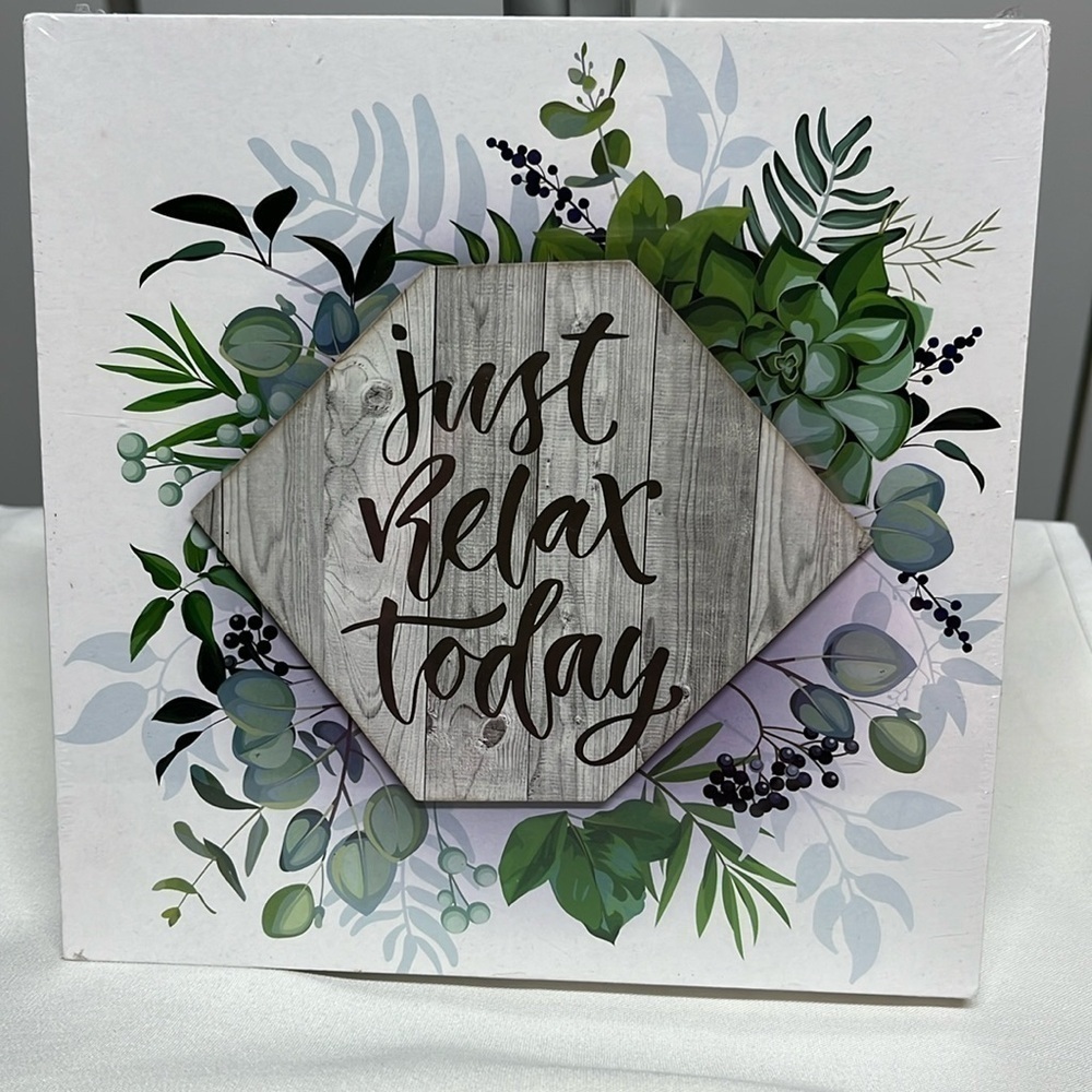 Just Relax Today Inspirational Wall Plaque Farmhouse Spa Decor